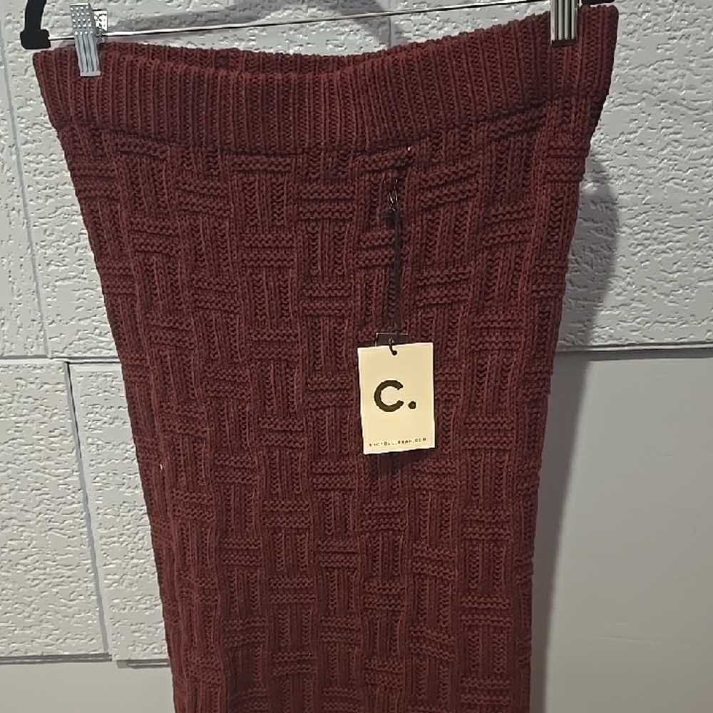 Callahan Women's Textured Knit Pencil Skirt - Deep Rust